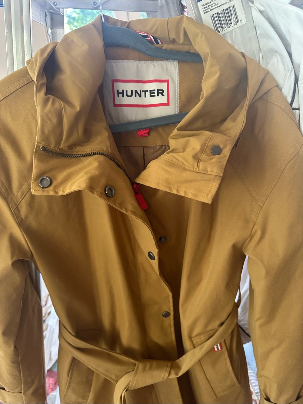 Hunter Women’s Mustard Hooded Trench with Belt